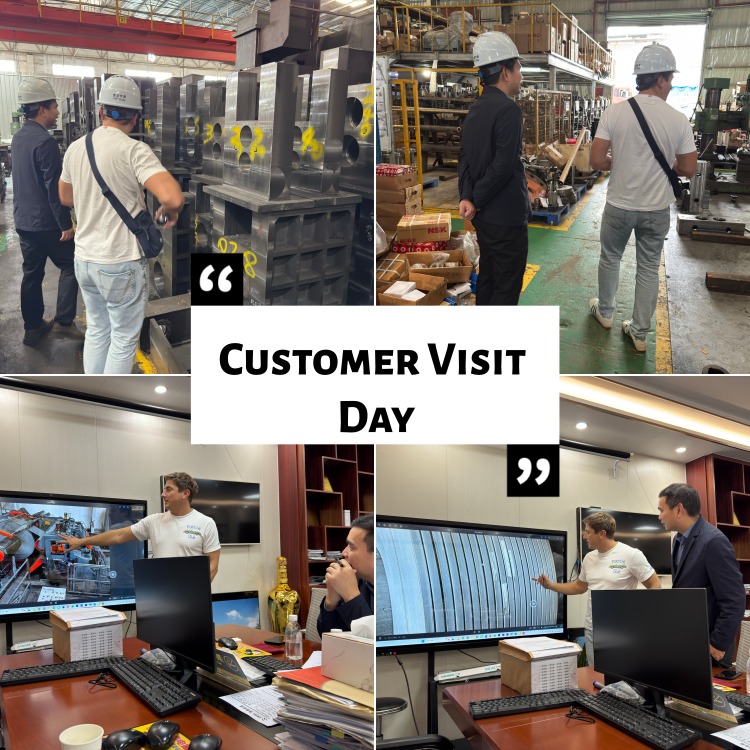 Полски клиенти във фабрика за машини за рязане на метални рулони